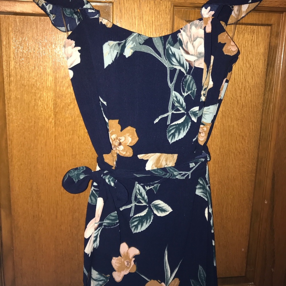 Navy Floral Wrap Maxi Dress